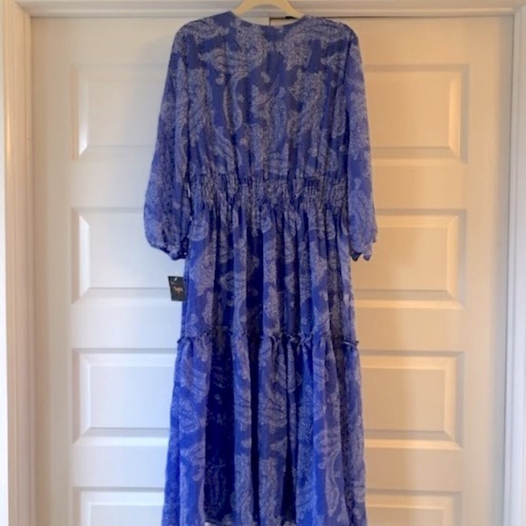 NWT JUST TAYLOR Forget Me Not Paisley Midi Dress Cobalt Chiffon 16 - Picture 6 of 8